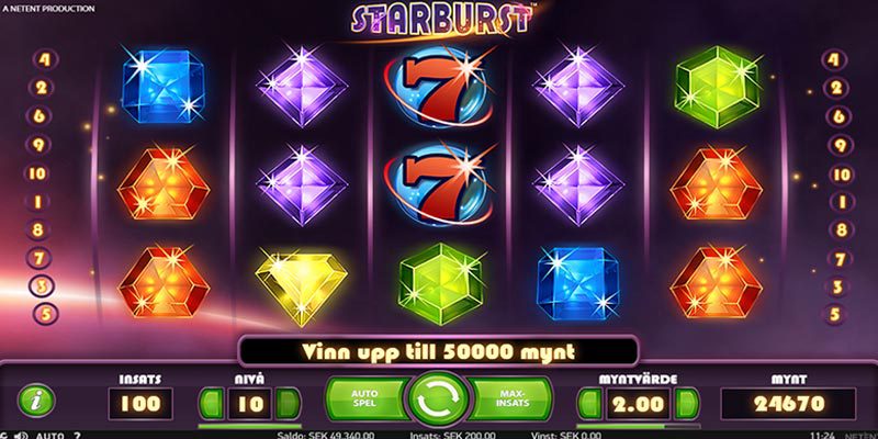 spelplan starburst hos www.spelacasino.com